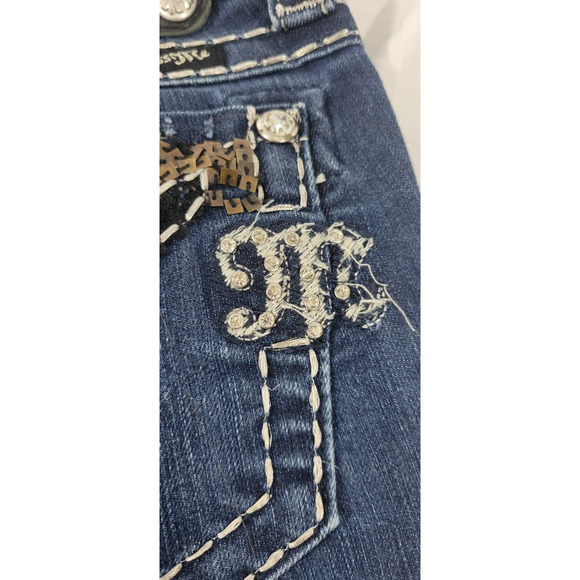 Miss Me Womens Size 26 Straight Leg Embellished Medium Wash 5 Pocket Jeans - Picture 8 of 10